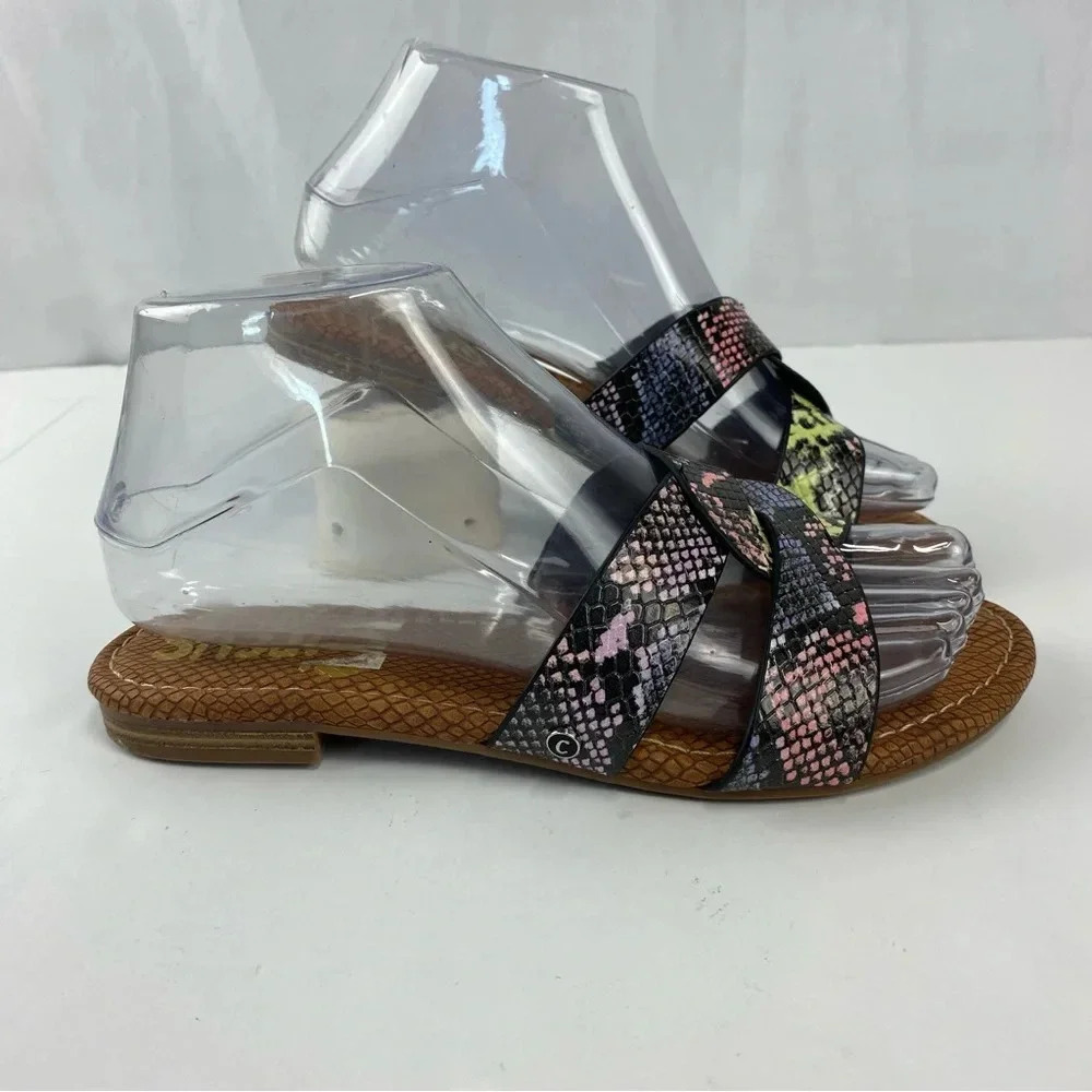 Sam Edelman Circus Womens 6 Clover Open Toe Slide Sandals Pink Green Blue